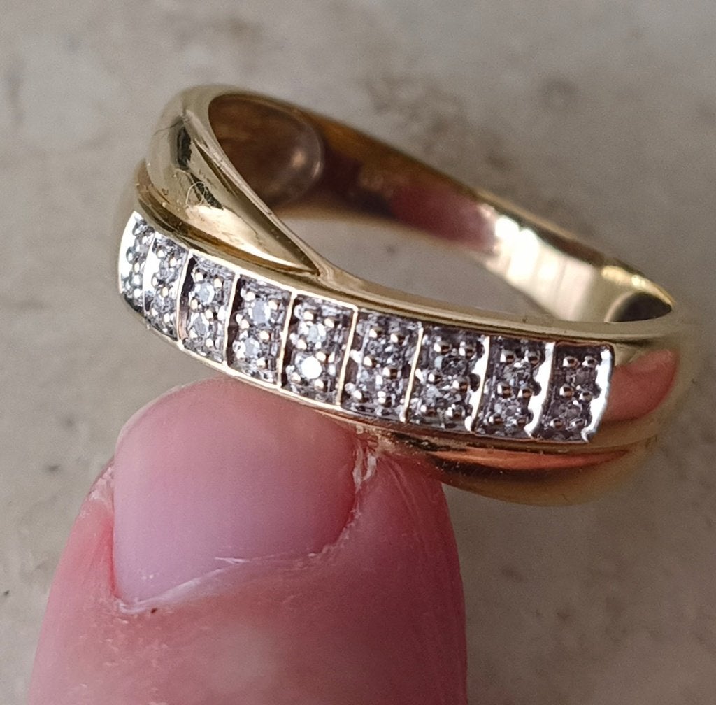 Ring goud 14 karaat diamanten gold trouwen wedding, Sieraden, Tassen en Uiterlijk, Ringen, Met kristal, 18 tot 19, Ophalen of Verzenden
