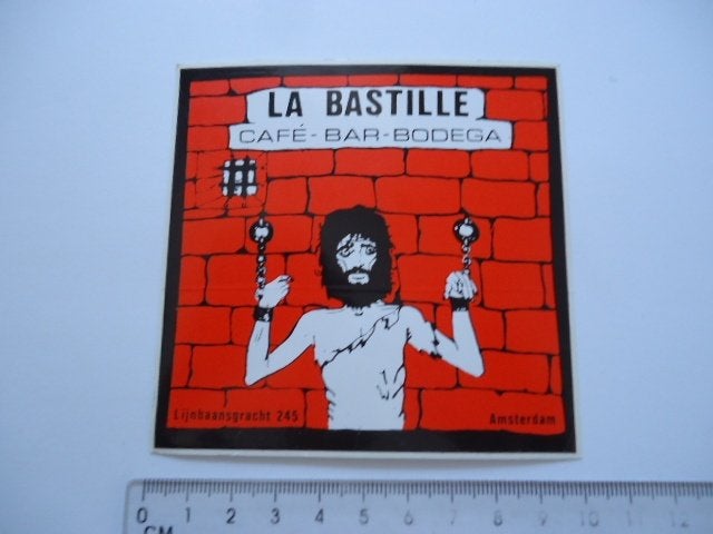 sticker oud BASTILLE cafe bar horeca Leidseplein mokum, Verzenden, Zo goed als nieuw, Bedrijf of Vereniging