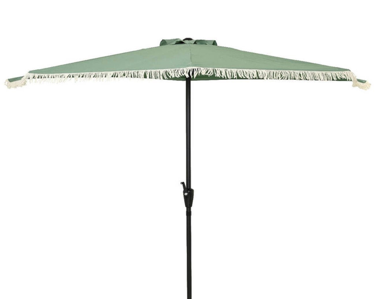 2 x halve parasol groen met franjes voor balkon, Ophalen, Zo goed als nieuw