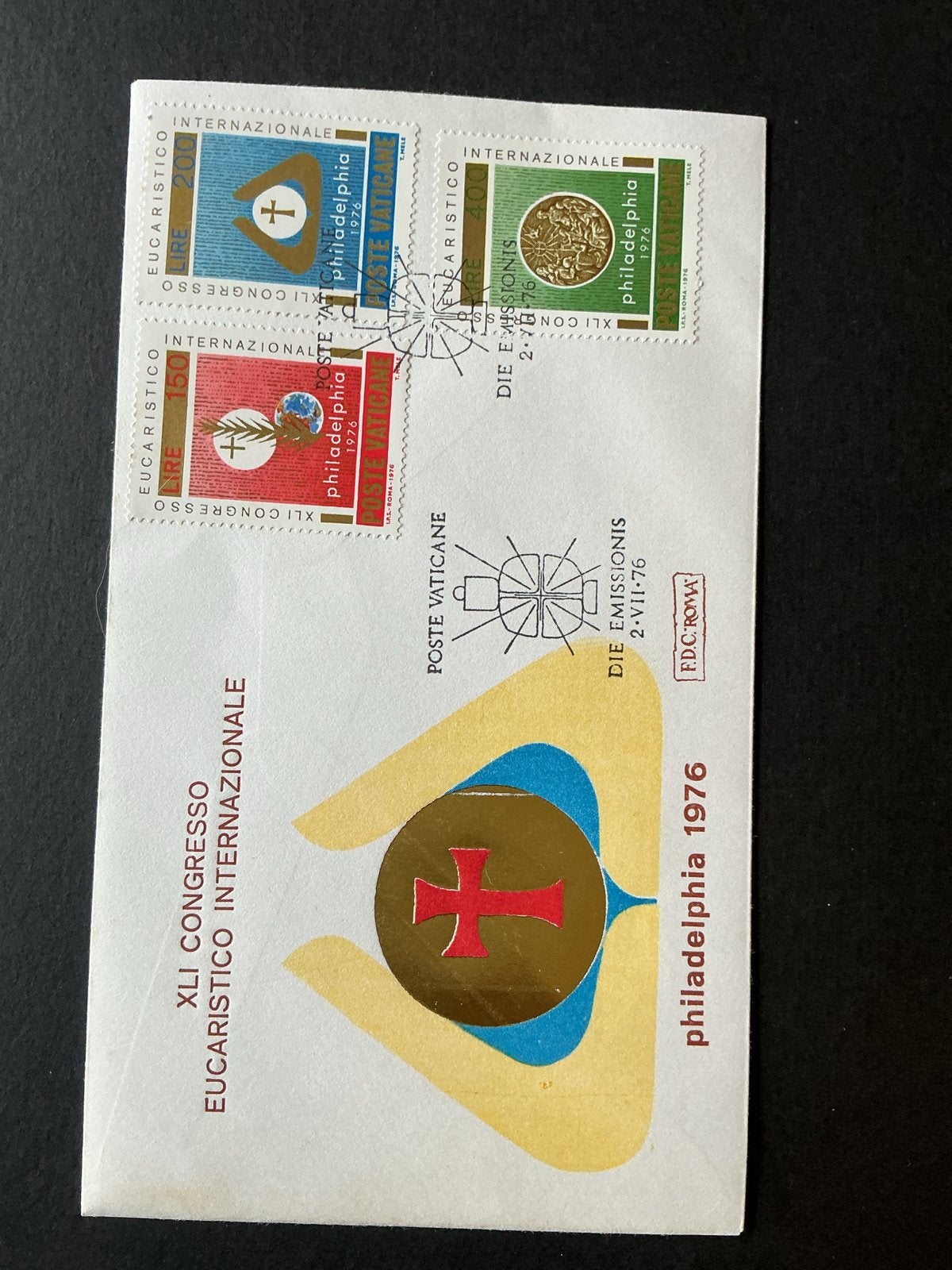 Vaticaanstad Eerste Dag Envelop XLI Eucharistisch Congres, Ophalen of Verzenden, Italië, Gestempeld