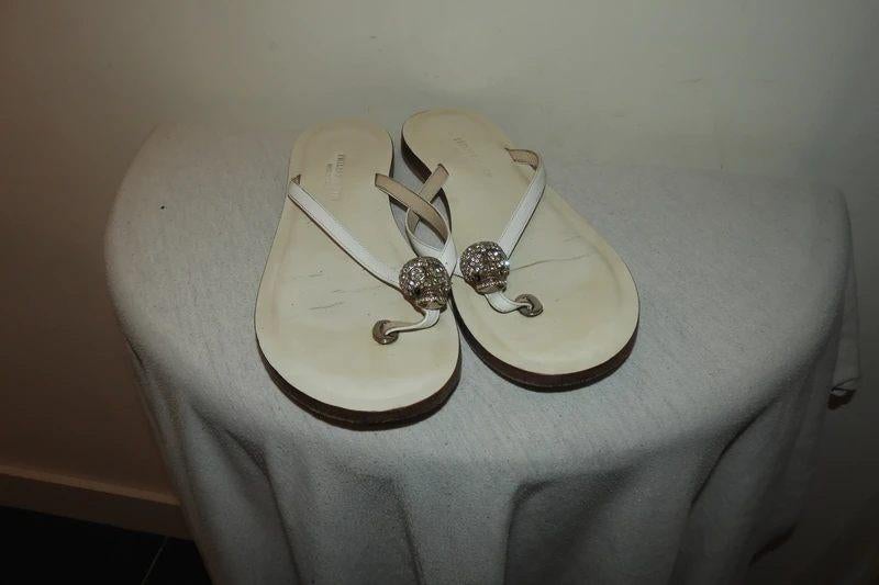 Philipp Plein leren slippers wit schede swarovski 39