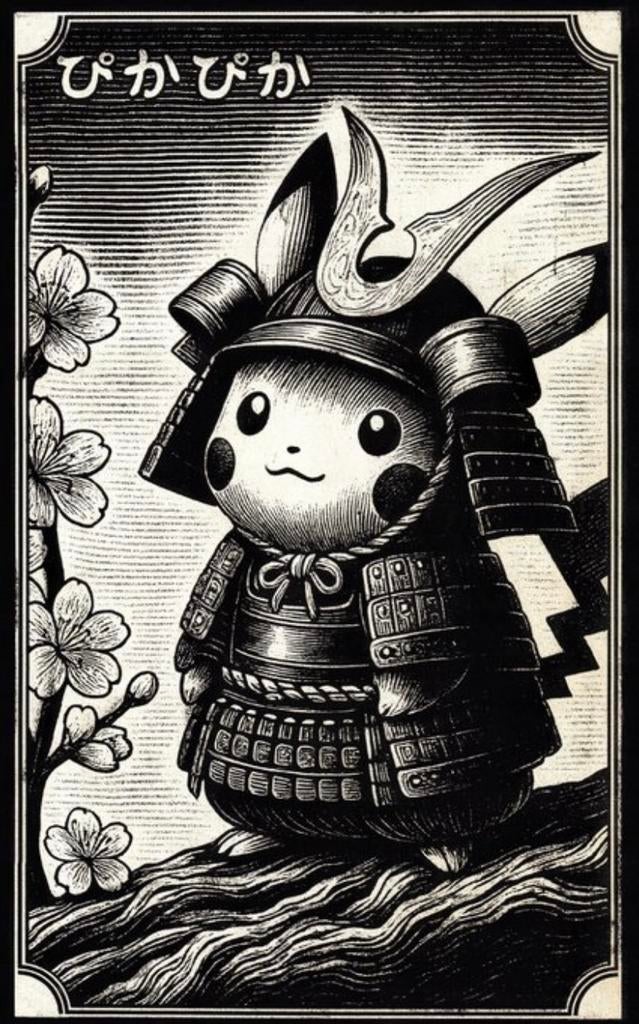 Kunstwerk Pikachu (Pokemon) Sakura, Antiek en Kunst, Kunst | Schilderijen | Modern, Ophalen of Verzenden