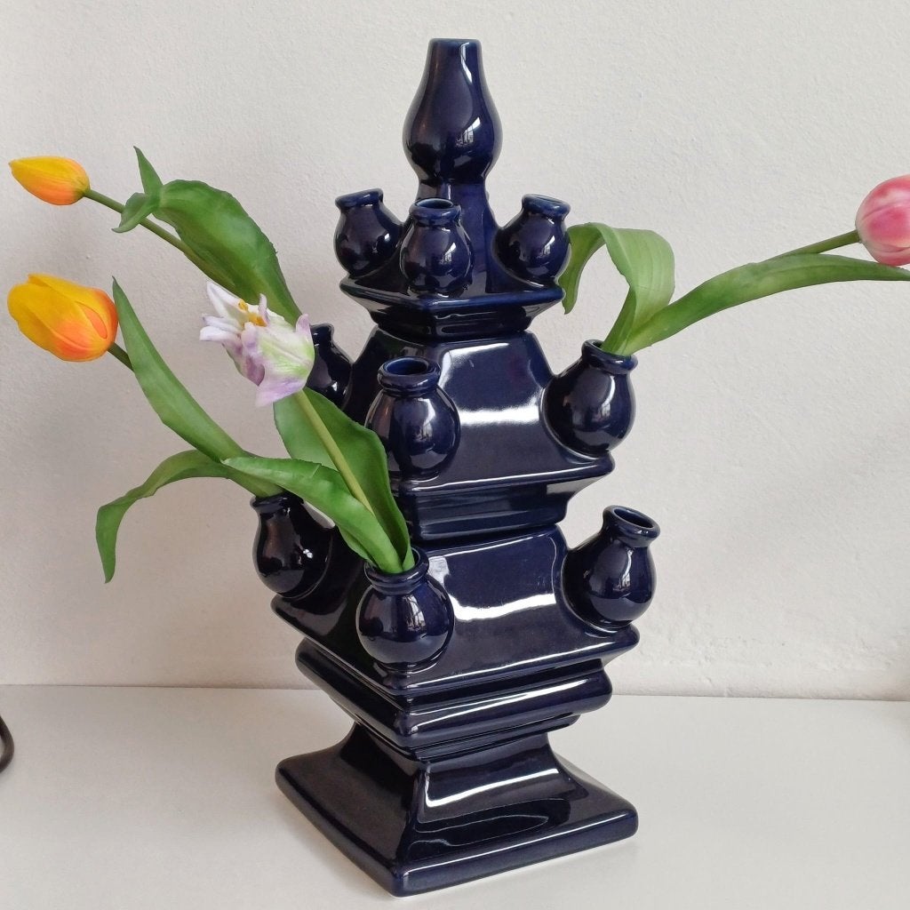 Tulpen stapelvaas Heinen Delfts Blauw, Blauw, Aardewerk of Porselein, Nieuw, Ophalen of Verzenden