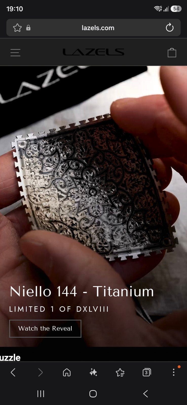 Lazels Niello 144 - Titanium Puzzel, Ophalen of Verzenden, Minder dan 500 stukjes, Zo goed als nieuw, Legpuzzel