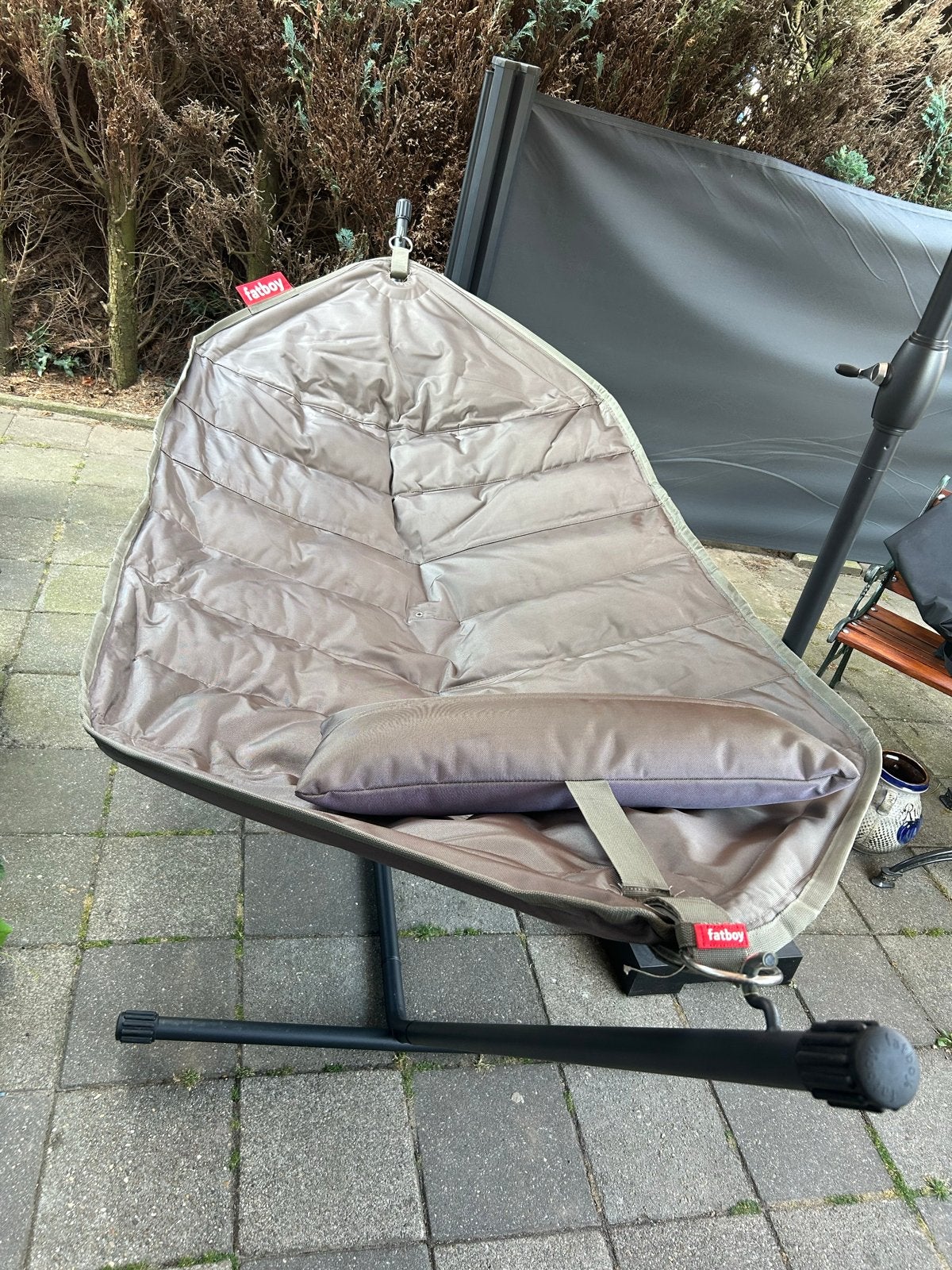 Fatboy Headdemock Superb hangmat met standaard, Tuin en Terras, Hangmatten, Ophalen, Meerpersoons, Zo goed als nieuw, Met standaard