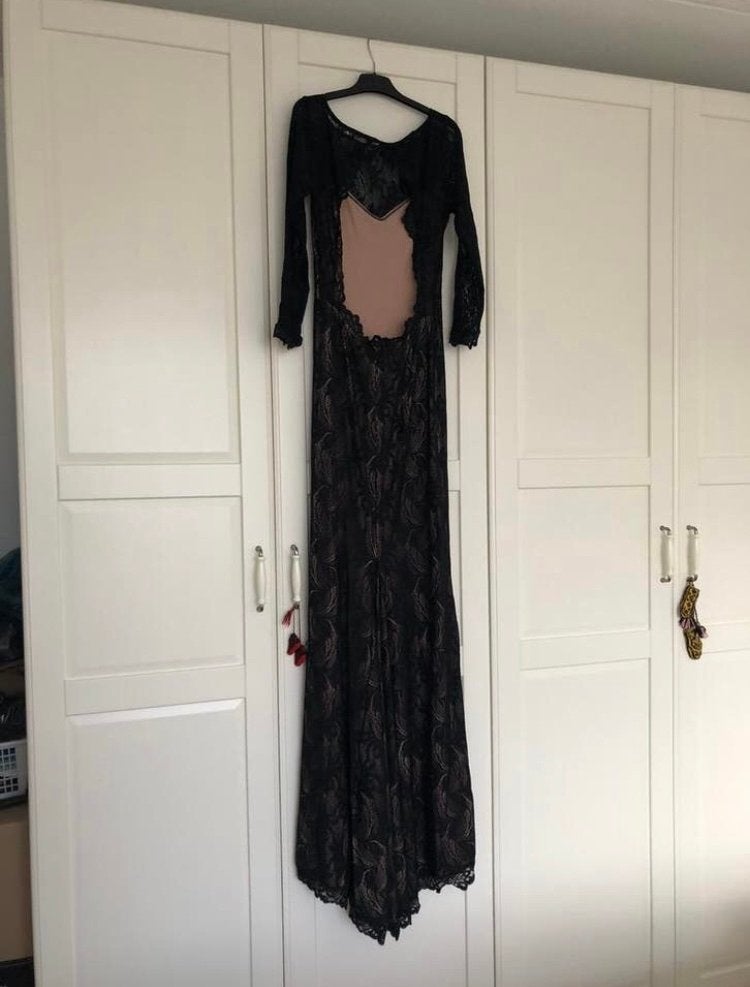 River Island Maxi Jurk Zwart met Glitter Maat 42/44 (L), Zwart, Maat 42/44 (L), Ophalen of Verzenden, Zo goed als nieuw
