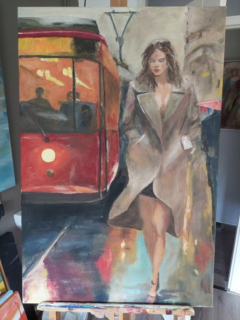 Olieverf schilderij, Ophalen, Olieverf, Overige materialen, Stadsgezicht