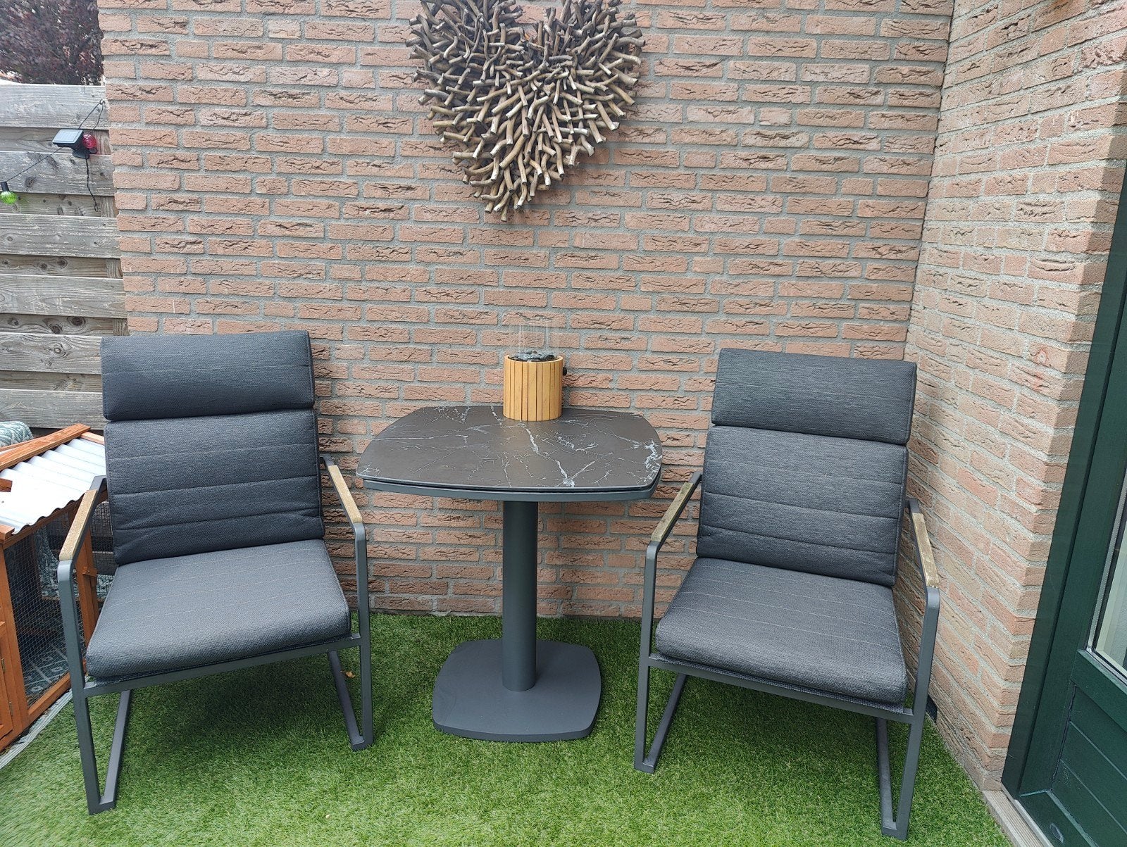 2 zita relaxstoel en + keramische tafel van BuitenHof, Tuin en Terras, Ophalen, Teakhout