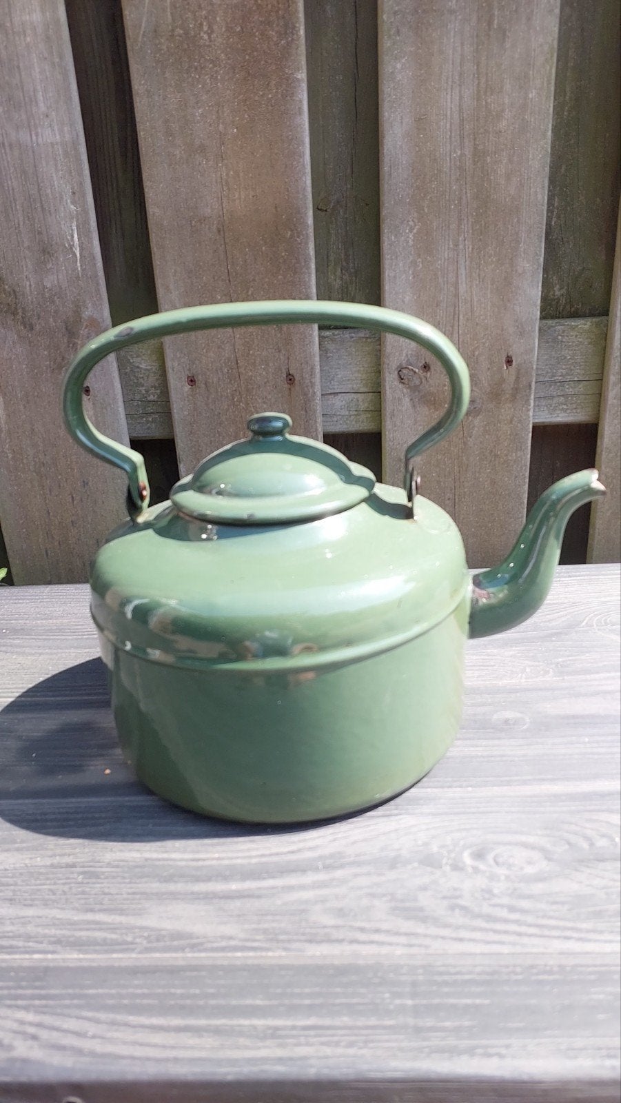 Antieke Groene Emaille Ketel - Vintage Waterkoker, Ophalen of Verzenden