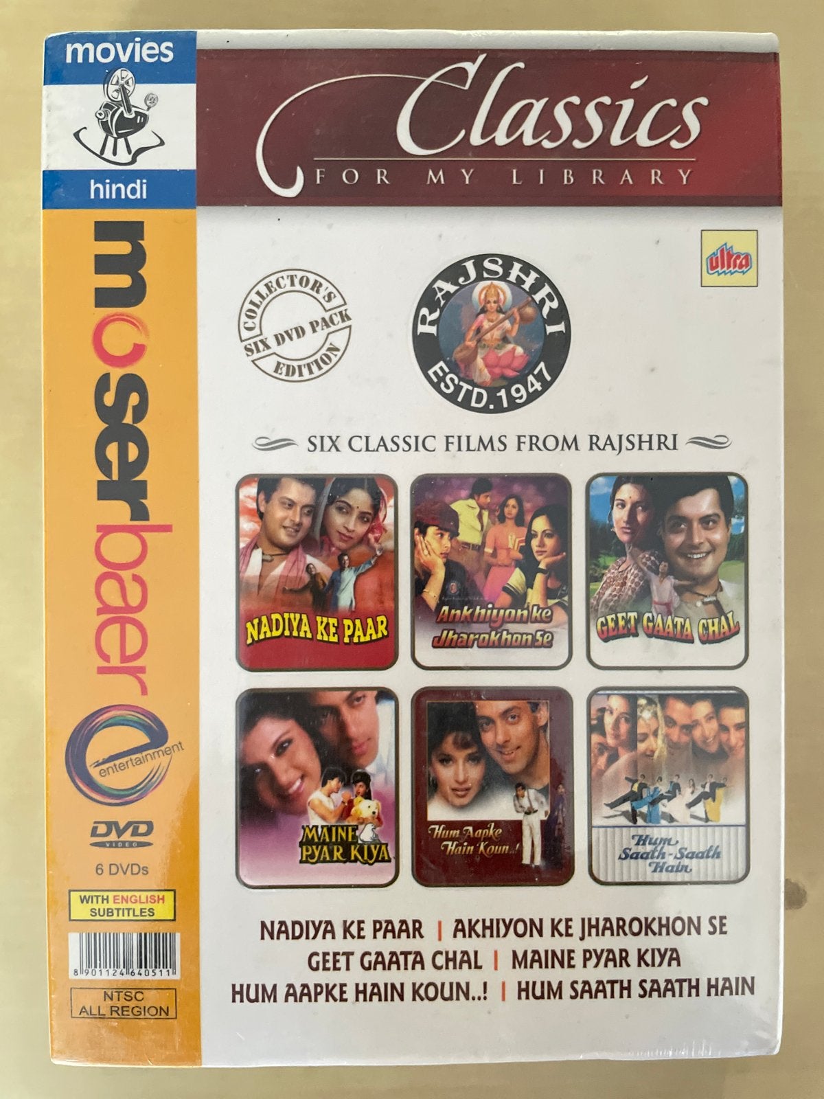 Moserbaer Rajshri Classics DVD Boxset - 6 Hindi Films, Import, Alle leeftijden, Engels, Ophalen of Verzenden