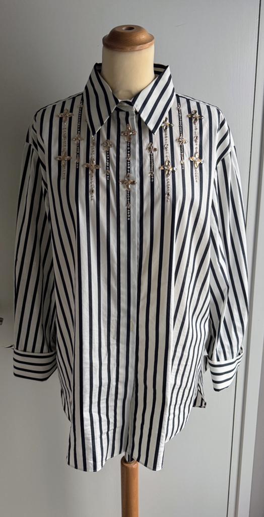 Prachtige blouse van Marccain (4= 40), Maat 38/40 (M), Wit, Cf laan, Ophalen of Verzenden