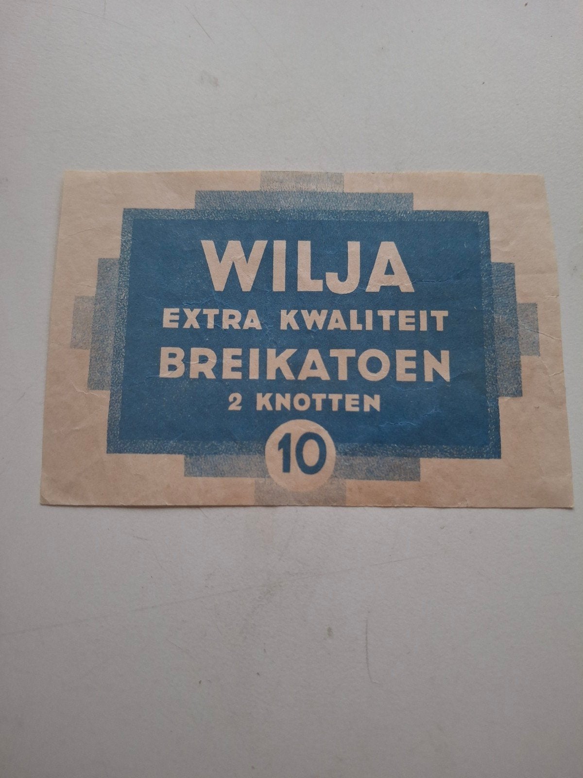 etiket Wilja breikatoen., Verzamelen, Ophalen of Verzenden, Zo goed als nieuw, Overige typen