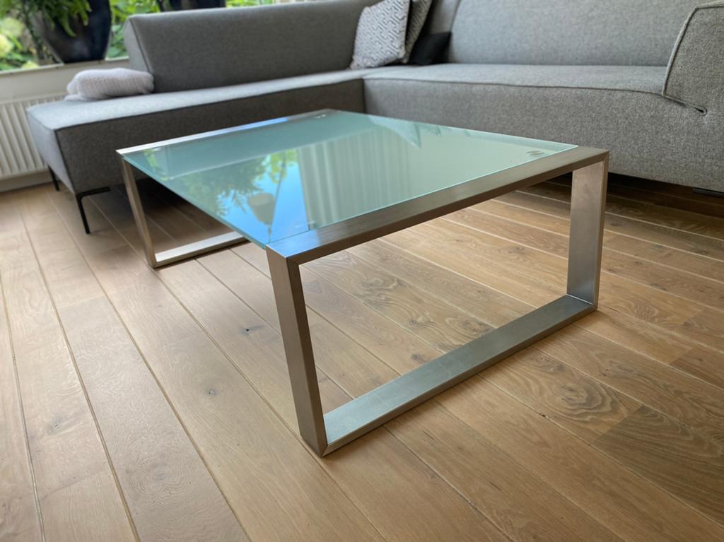 Rolf Benz Salontafel Glas RVS, Ophalen, 100 tot 150 cm, 50 tot 100 cm, Minder dan 50 cm