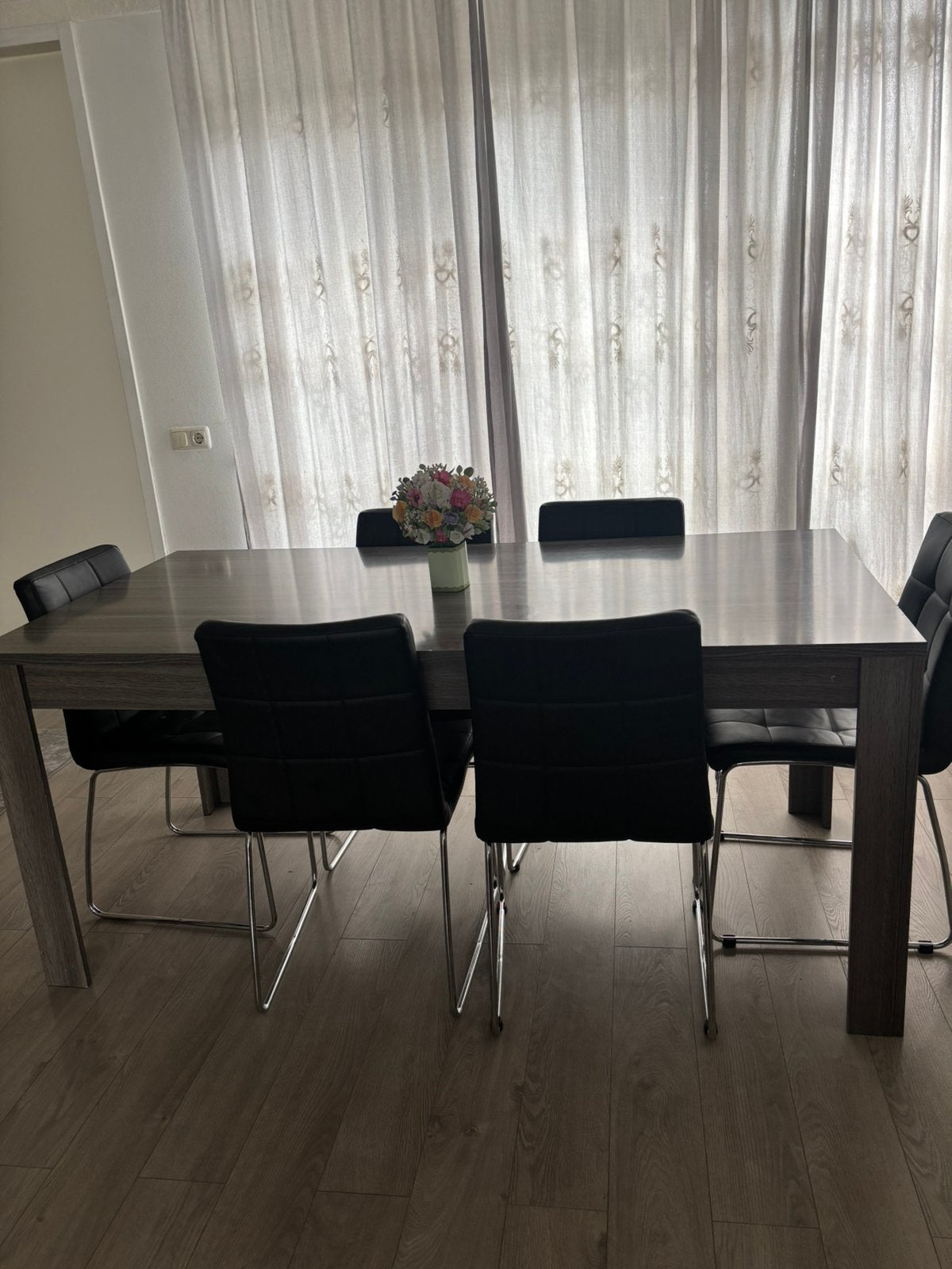 Eet tafel met 6 stolen, Huis en Inrichting, Tafels | Eettafels, Ophalen of Verzenden, Rechthoekig, 50 tot 100 cm
