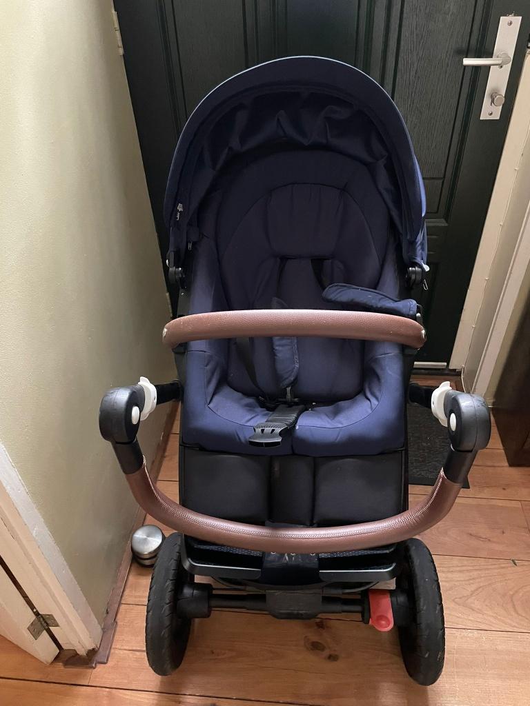 Stokke Trailz Deep Blue Kinderwagen, Gebruikt, Luchtbanden, Ophalen, Kinderwagen