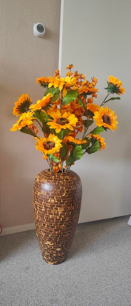 Aparte, artistieke hoge vaas met Clayre&Eef kunstbloemen, Ophalen, Binnen, 58 cm, Clayre & Eef