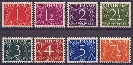 Suriname NVPH nr 249/56 Ongebr/postfris Cijfer 1948-51, Ophalen of Verzenden, Postfris