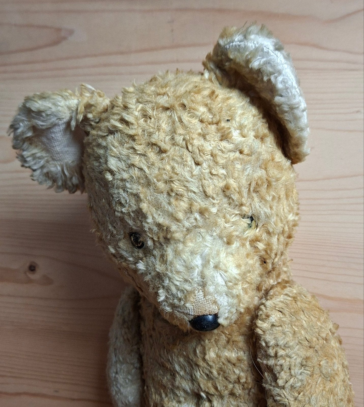 Vintage Teddybeer - 49cm hoog met schijven op benen en armen, Ophalen of Verzenden