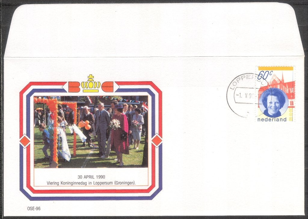 OSE96 - Koninginnedag 1990 - Loppersum, Verzenden, Envelop