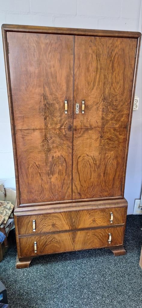 Vintage Kledingkast / Garderobekast - Art Deco Stijl, Antiek en Kunst, Ophalen