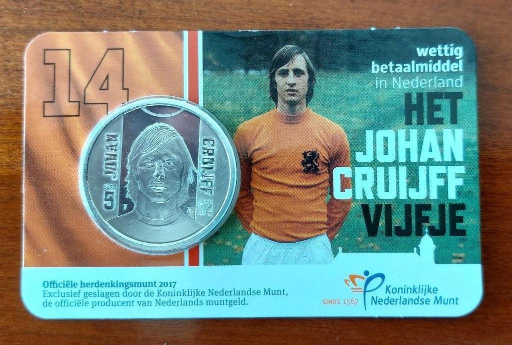5 euro 2017 Johan Cruijff in coincard, Postzegels en Munten, Munten | Nederland, Ophalen of Verzenden, Koningin Beatrix, Euro's