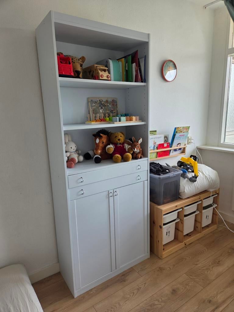 2 omgebouwde Billy kasten babyblauw met lades, Kinderen en Baby's, Kinderkamer | Commodes en Kasten, Ophalen, Gebruikt, Kast, 105 cm of meer