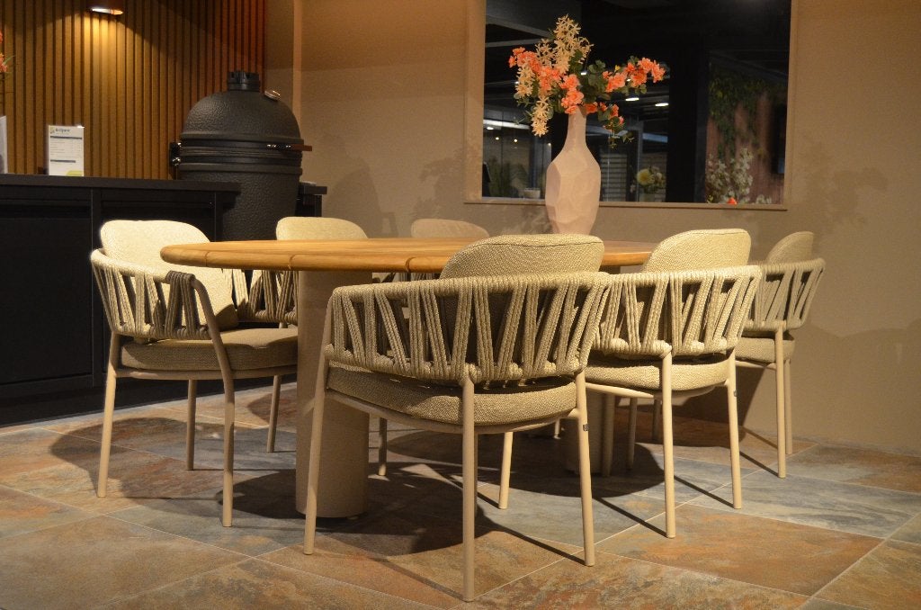 Calma diningset, 6 zitplaatsen, Aluminium, Ophalen of Verzenden, Zo goed als nieuw