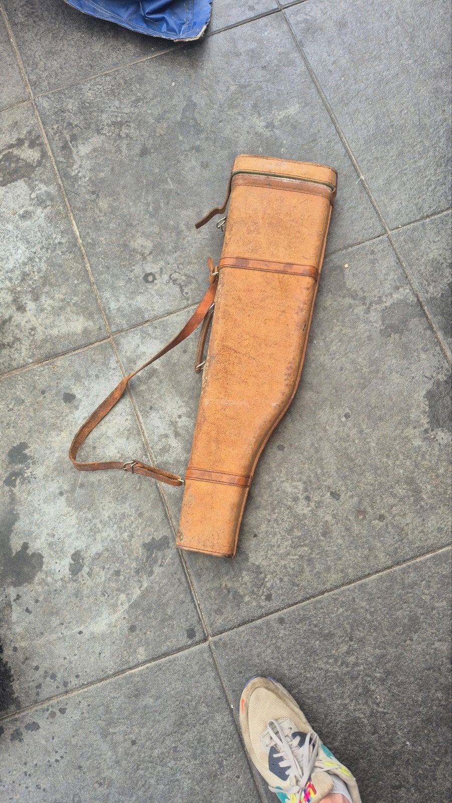 Vintage Leren Geweerkoffer / Foudraal met Draagriem, Ophalen of Verzenden