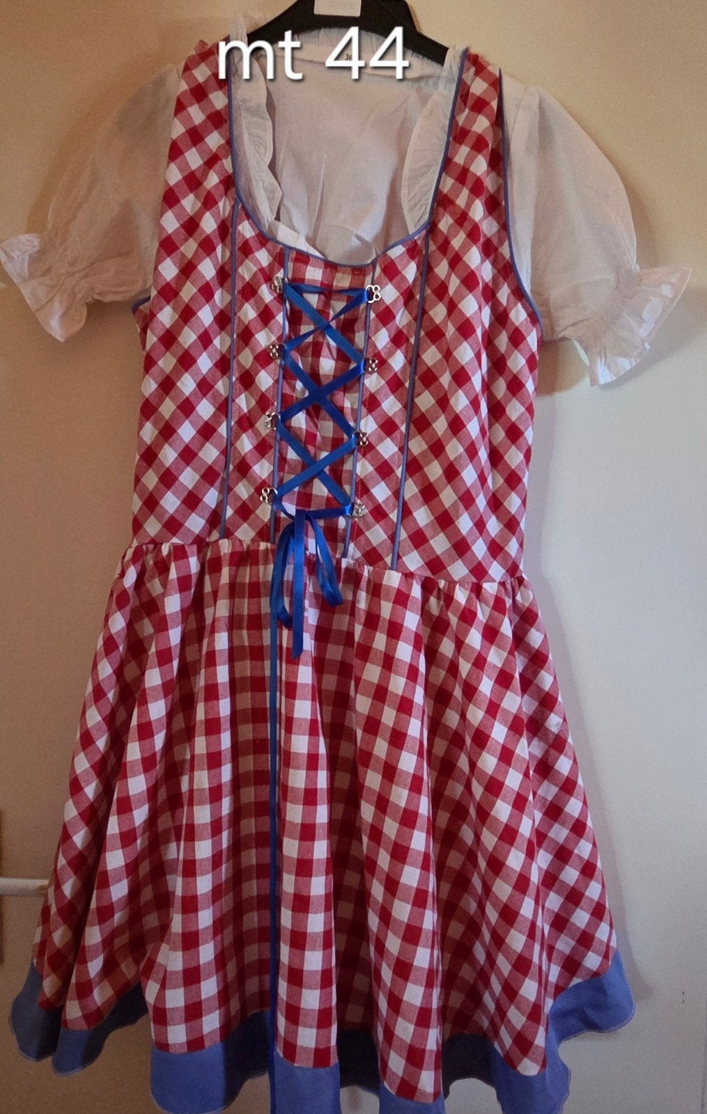 tirolerjurkje mt 44 nieuw rood wit blauw, Kleding | Dames, Carnavalskleding en Feestkleding, Verzenden, Nieuw, Maat 42/44 (L)