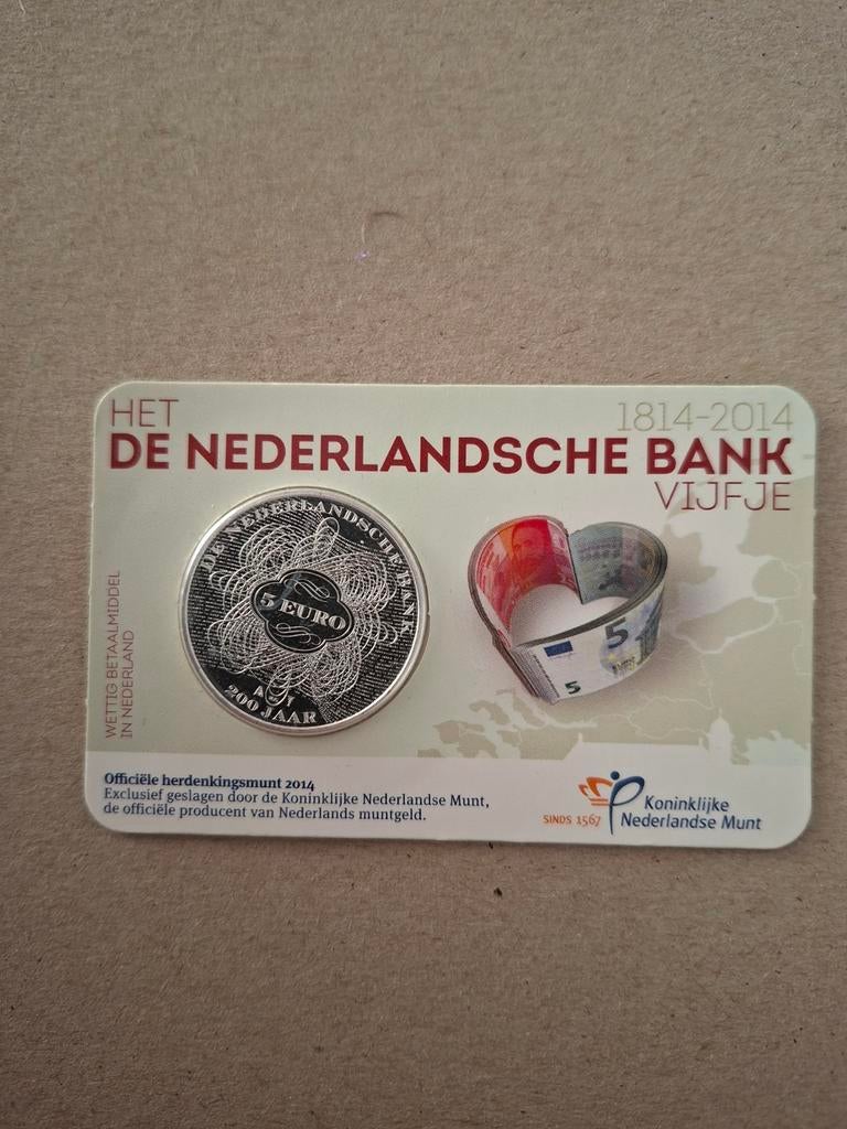 Nederland 5 euro De Nederlandse Bank 2014 in coincard, Ophalen of Verzenden, Losse munt