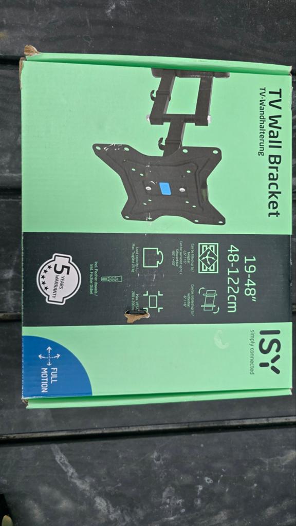 ISY TV Muurbeugel 19-48 inch (48-122cm) Full Motion, Ophalen of Verzenden, Nieuw