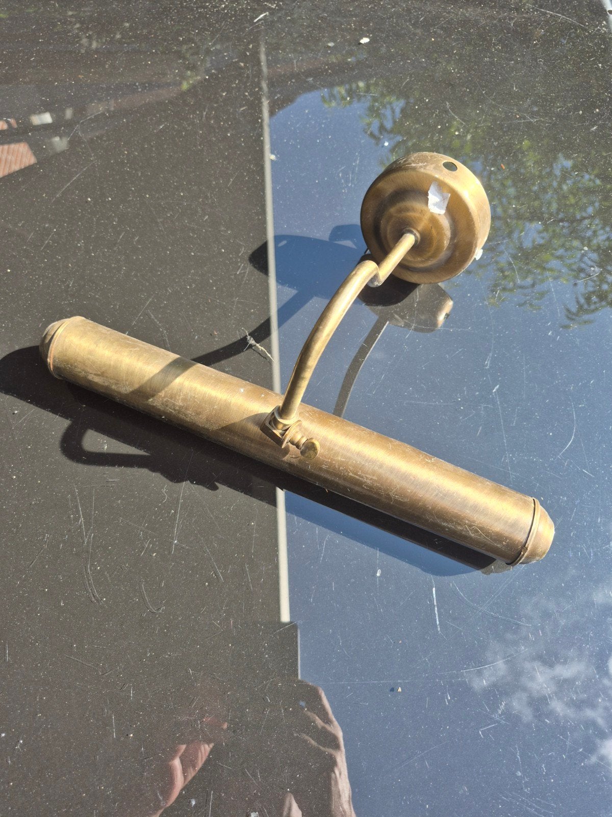 Vintage messing schilderijlamp - Art Deco stijl 35 cm, Ophalen of Verzenden