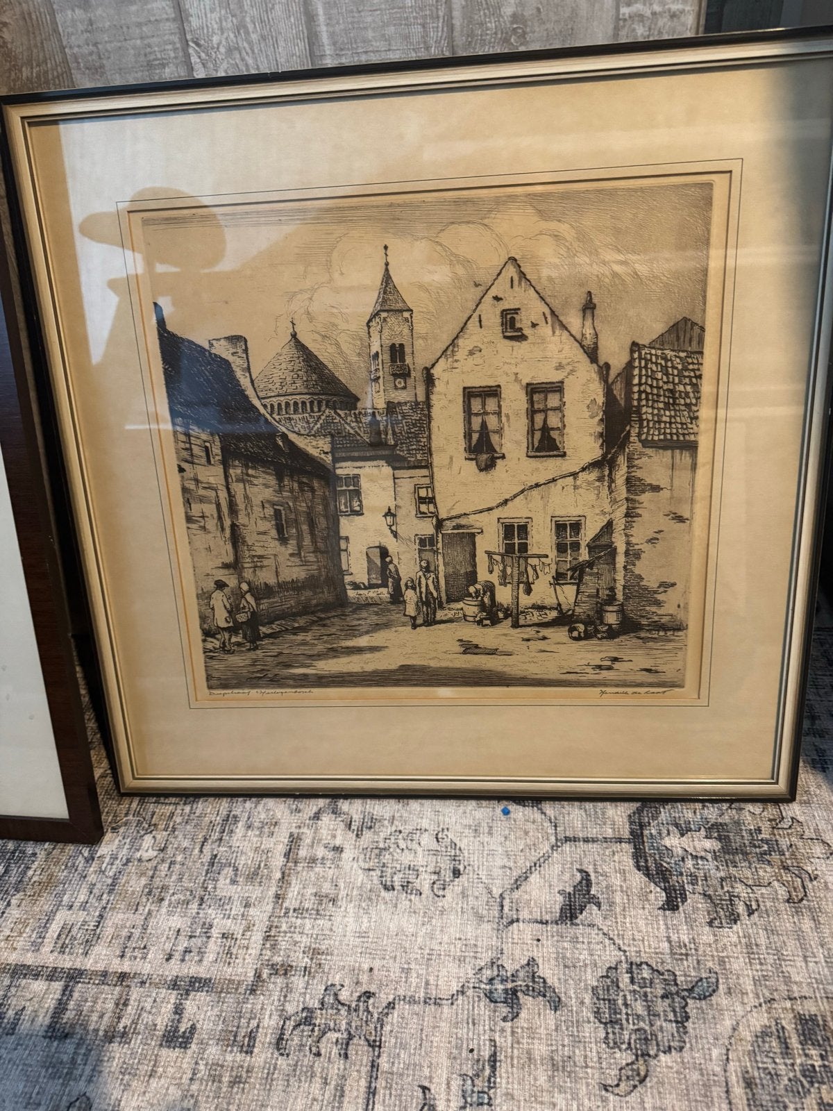 Mooie ets van Hendrik de Laat - Stadsgezicht, Ophalen, Ets, Stadsgezicht, Gesigneerd