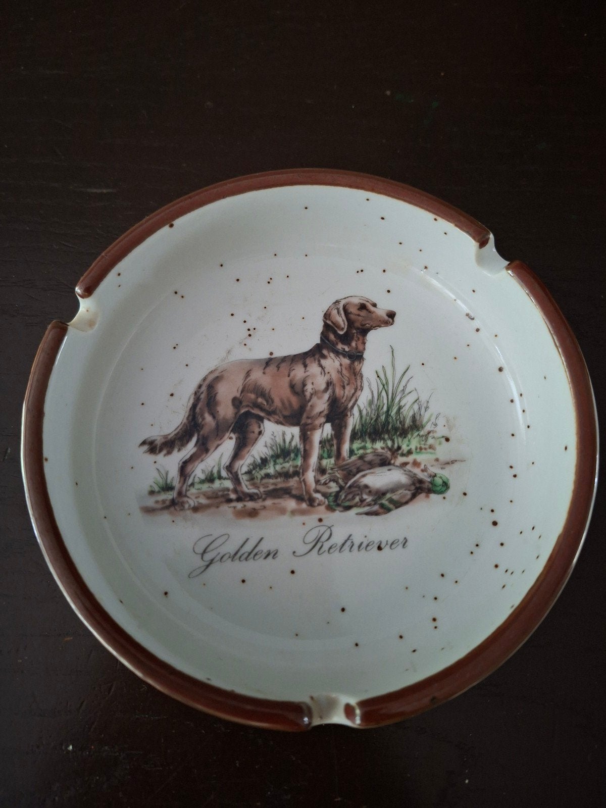 Vintage asbak met Golden Retriever afbeelding, Ophalen of Verzenden