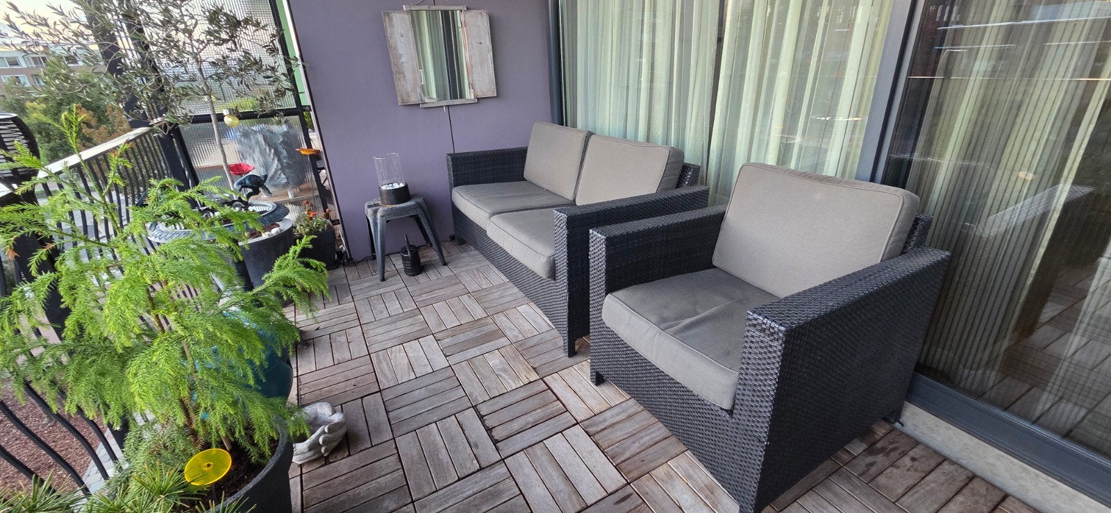 4 Seasons Outdoor loungeset / balkonset antraciet + kussens, Ophalen, Gebruikt, 3 zitplaatsen, Loungeset