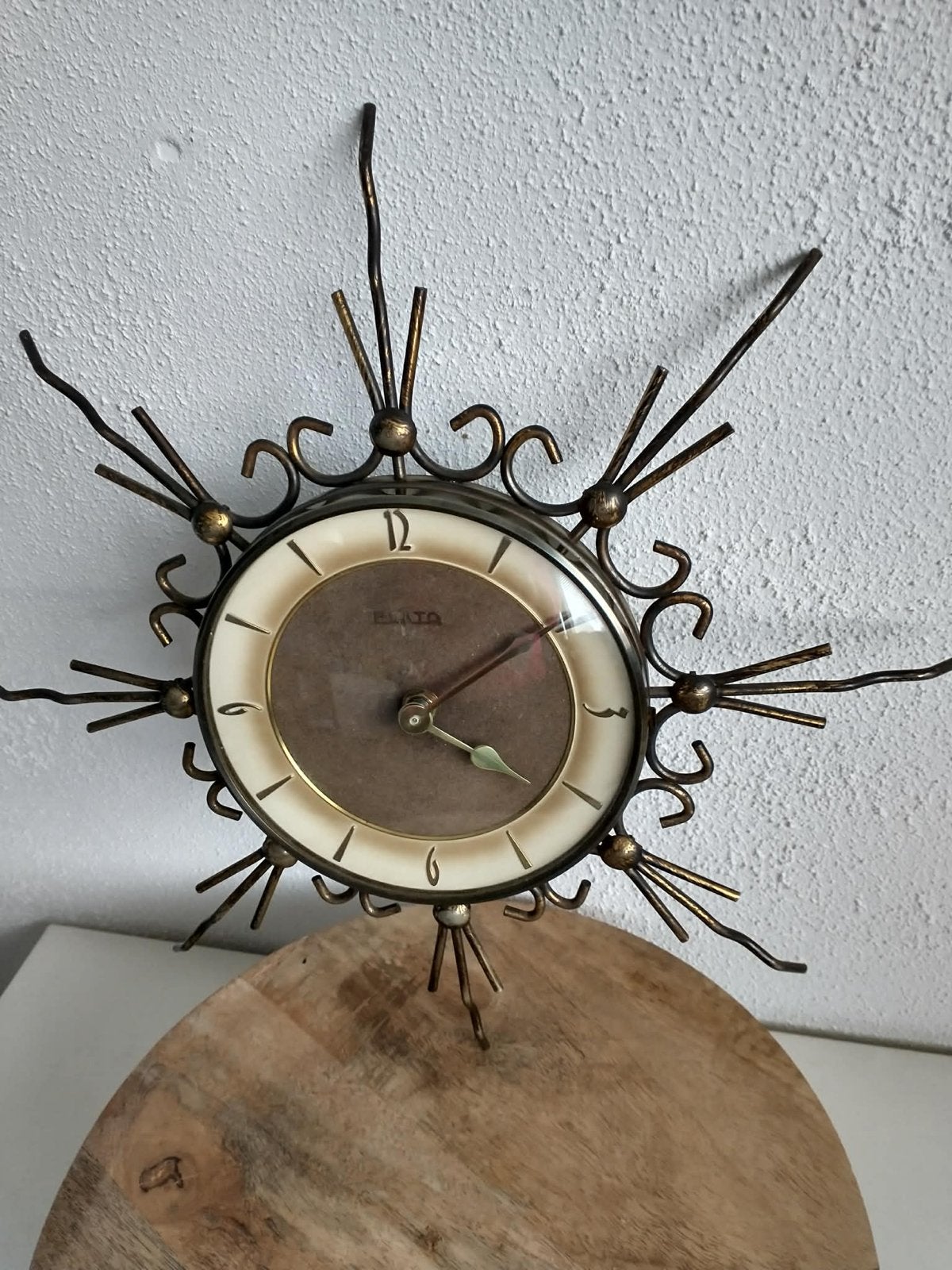 Vintage Plato wandklok - Zonnewijzer stijl, Antiek en Kunst, Ophalen of Verzenden