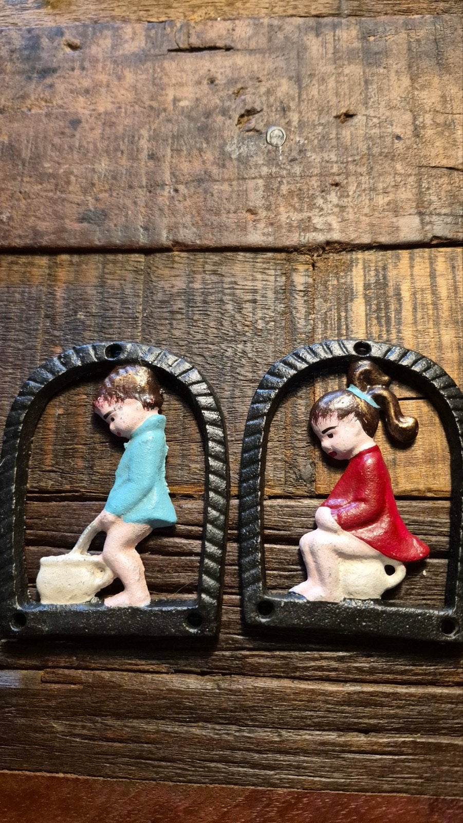 super leuk setje jongen & meisje toiletbordje, Ophalen of Verzenden