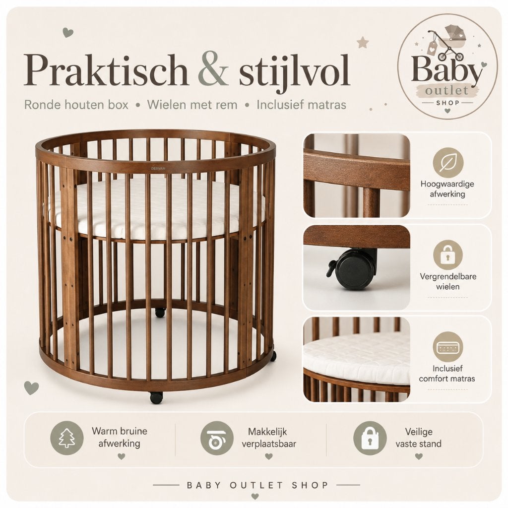 Deryan Willow Box - Ronde Baby Box met Matras - Playpen, Ophalen of Verzenden, Rond