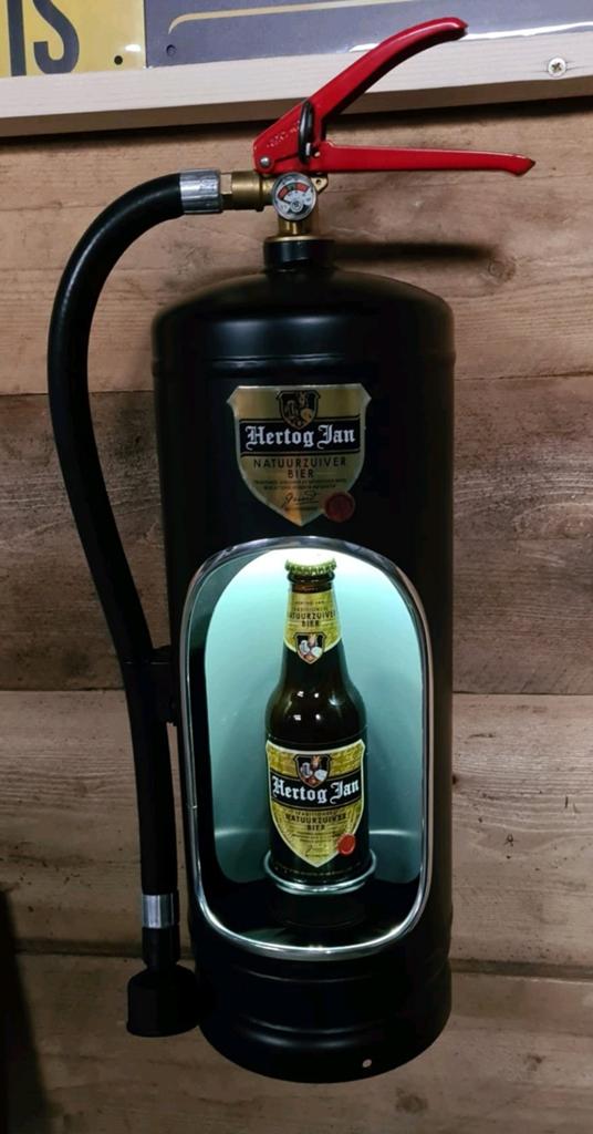 Mooie HERTOG JAN brandblusser met ledverlichting, Ophalen of Verzenden, Nieuw, Reclamebord, Plaat of Schild, Hertog Jan