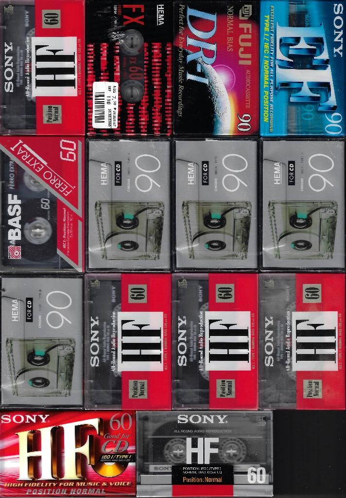 14 cassettes nieuw in seal (diverse merken), Overige genres, Nieuw in verpakking, Onbespeeld, Verzenden