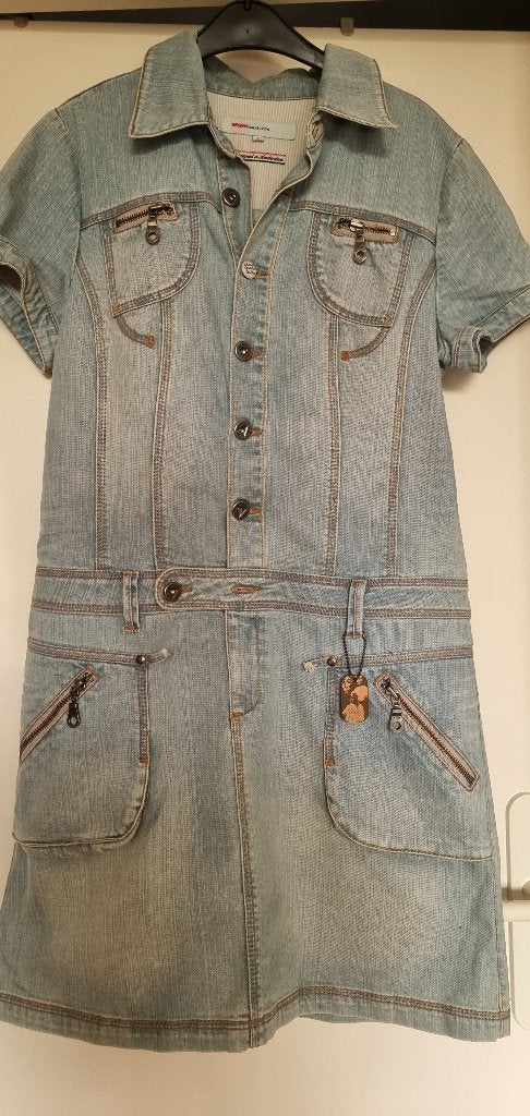Geisha spijkerjurk, Kleding | Dames, Jurken, Geisha, Maat 42/44 (L), Zo goed als nieuw, Boven de knie