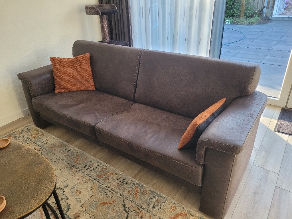 3 persoonsbank microleder in prima staat, Ophalen, Gebruikt, Driepersoons, 75 tot 100 cm