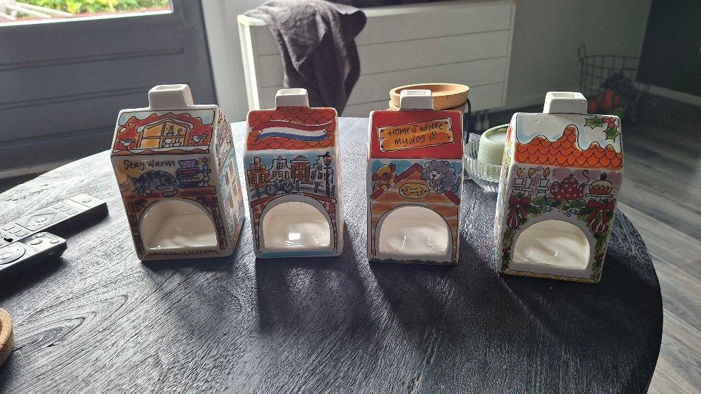 Te koop theelicht huisjes blond, Ophalen, Overige typen, Nieuw, Aardewerk