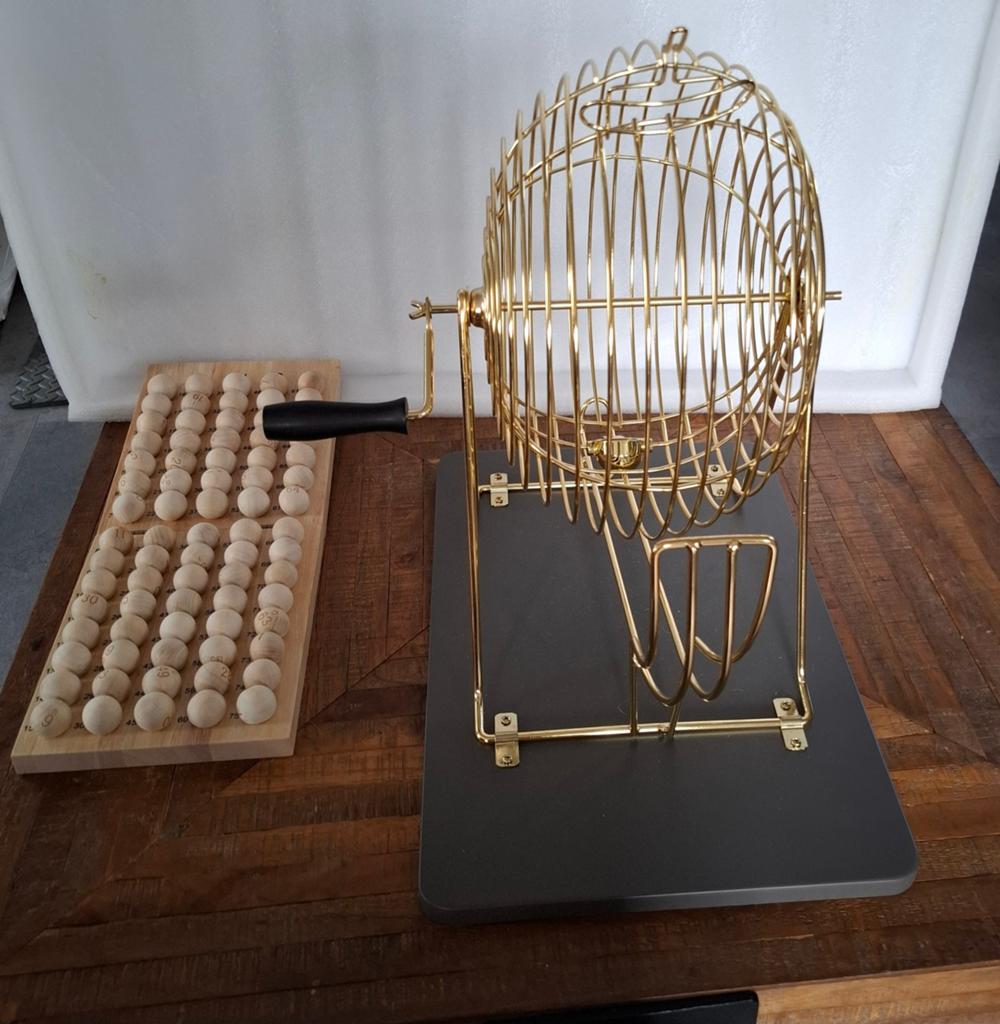 Luxe Metalen Bingomachine met Houten Ballen en Controlebord, Ophalen of Verzenden, Zo goed als nieuw