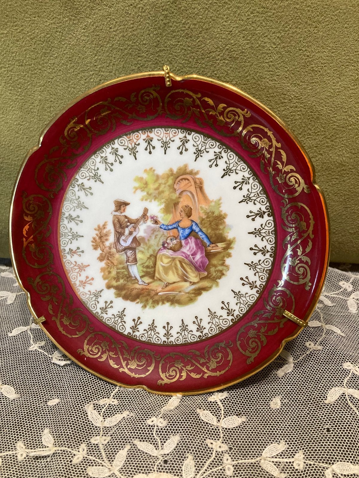 Bordje op standaard, Limoges porselein (030725s), Antiek en Kunst, Ophalen of Verzenden