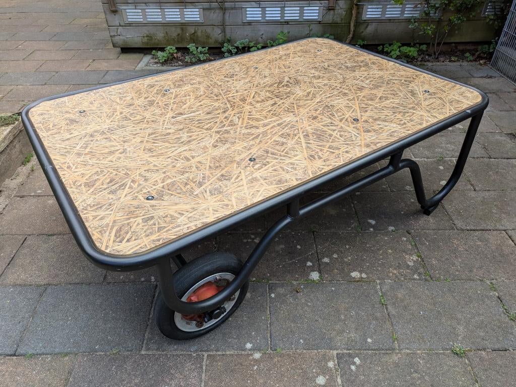 Salontafel, vintage palletwagen met bijzondere blad, 100 tot 150 cm, 50 tot 100 cm, Minder dan 50 cm, Industrieel