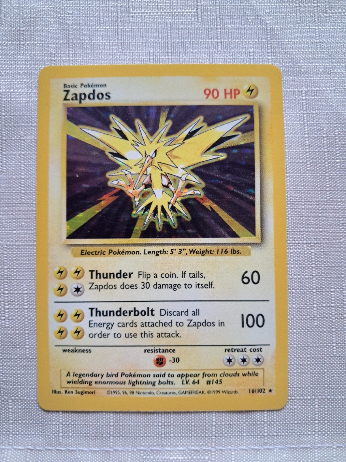 Pokemon holo kaart Zapdos, Ophalen, Zo goed als nieuw