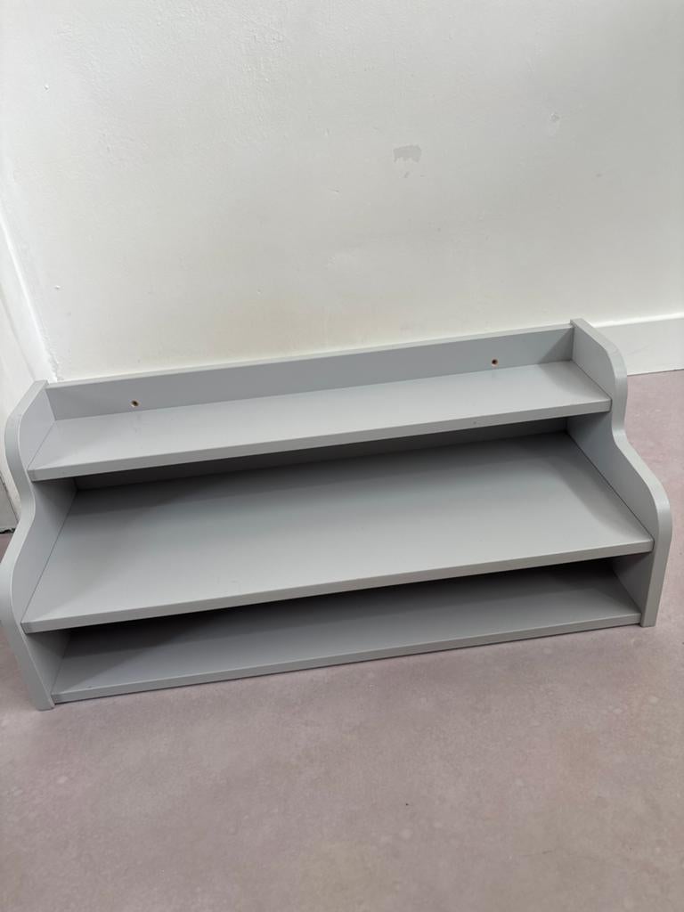 Grijze wandplanken (2x) met 3 niveaus, Ophalen, Zo goed als nieuw