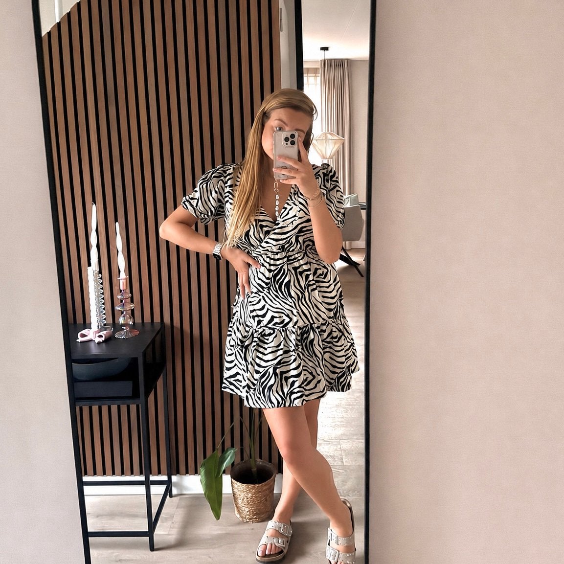 Zebra print jurkje, Beige, Nieuw, Ophalen of Verzenden, Maat 36 (S)