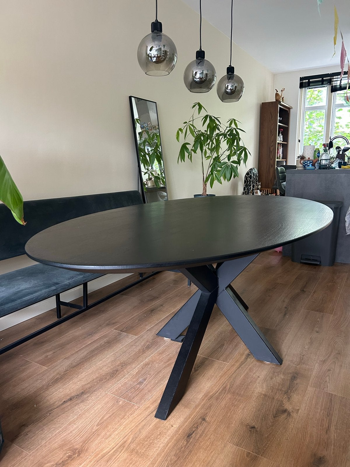 Eettafel Kas20 massief eikenhout zwart, 220x110 cm, Ophalen, 100 tot 150 cm, Eikenhout, 200 cm of meer